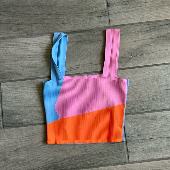 Nocturne color block ribbed tank top - Picture 1 of 4